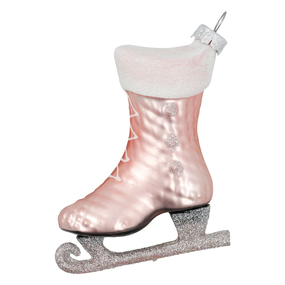 E-shop Ružová sklenená vianočná ozdoba Green Gate Ice Skate