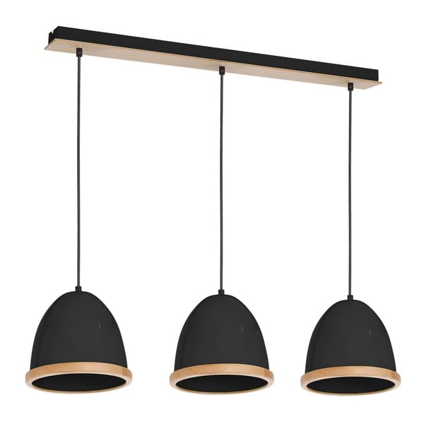 Čierne závesné svietidlo s drevenými detailmi Homemania Studio Tres