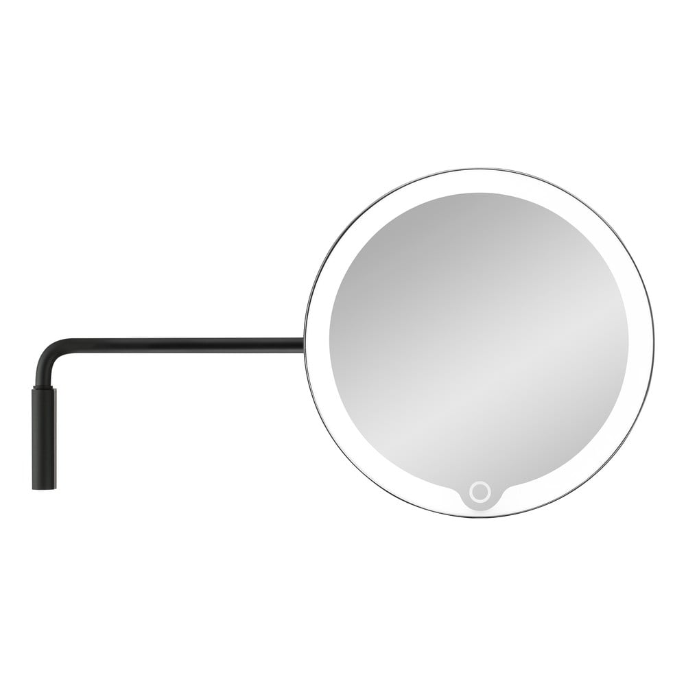 E-shop Čierne nástenné kozmetické zrkadlo s LED podsvietením Blomus Modo