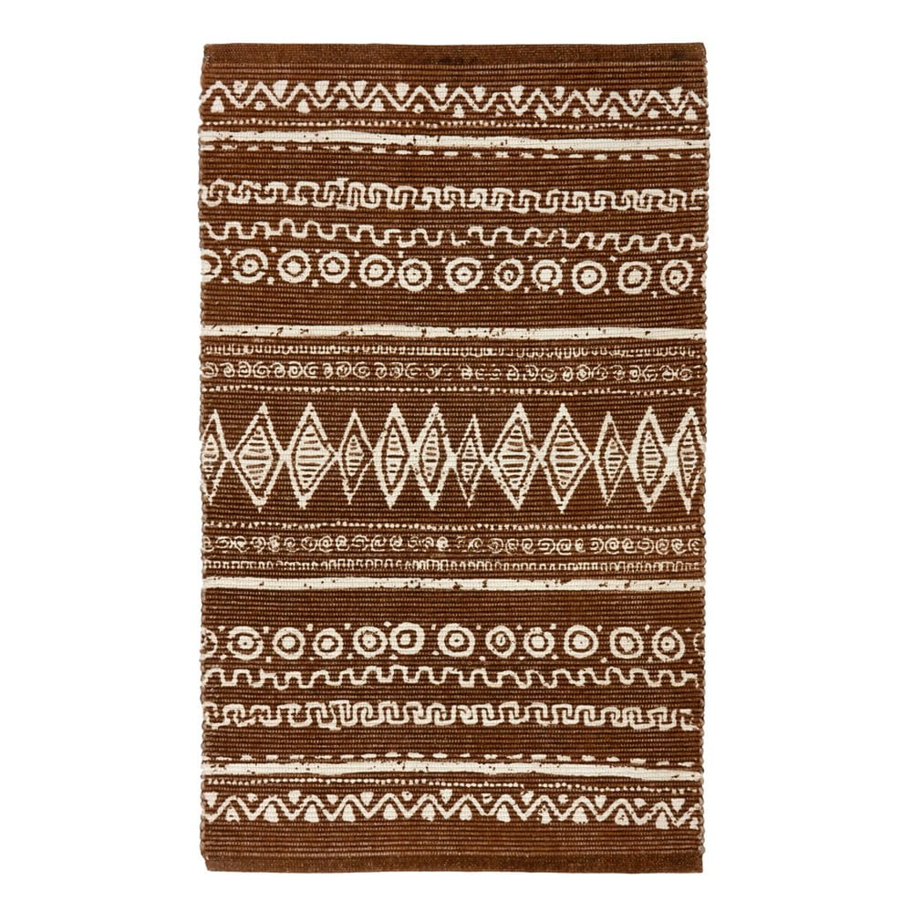 E-shop Hnedo-biely bavlnený koberec Webtappeti Ethnic, 55 x 110 cm