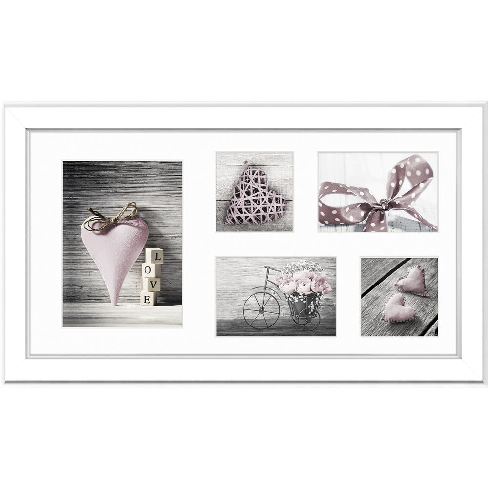 E-shop Biely rámček na 5 fotografií Styler Malmo, 51 × 27 cm