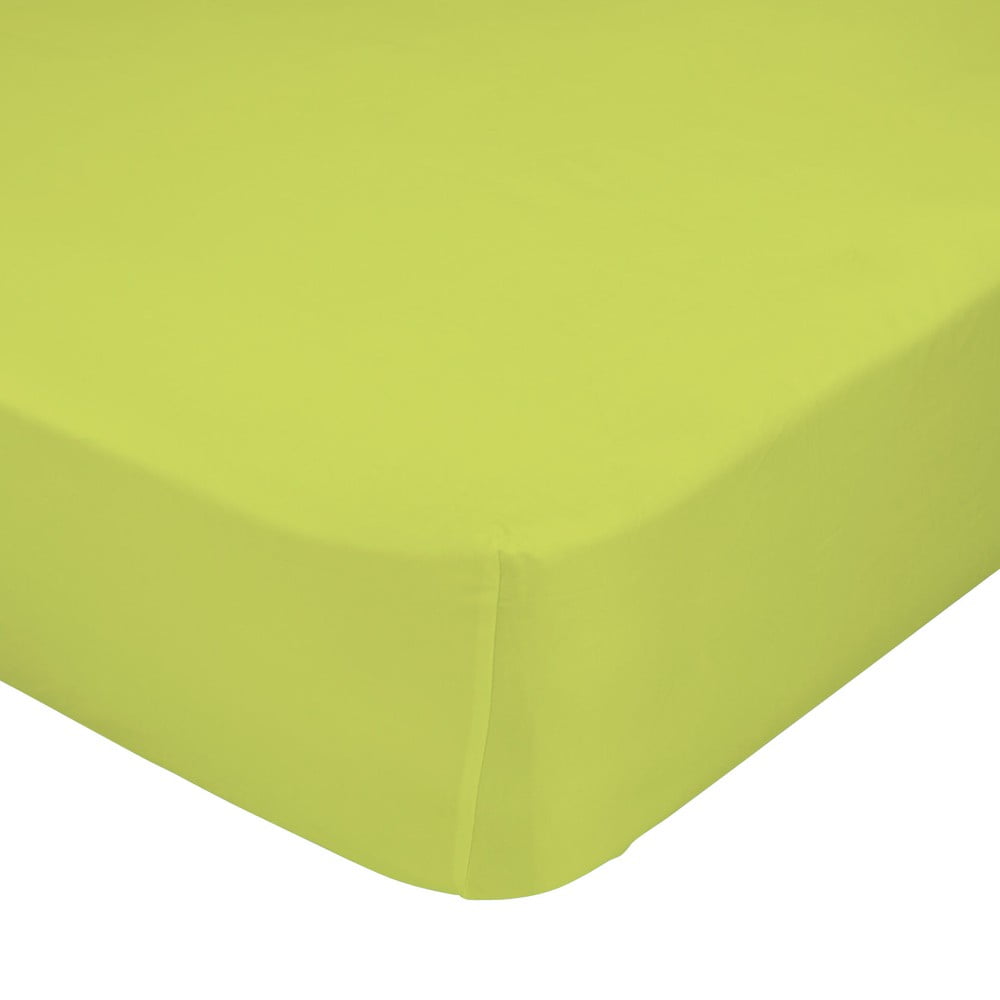 E-shop Zelená elastická plachta z čistej bavlny Happy Friday Basic, 90 x 200 cm
