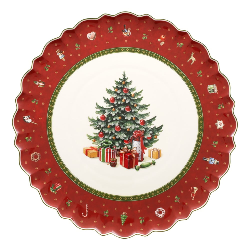 E-shop Bielo-červený porcelánový vianočný tanier Toy's Delight Villeroy&Boch, ø 33 cm