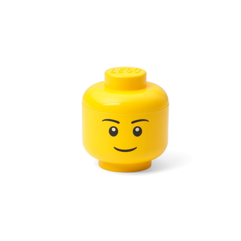 E-shop Žltá úložná škatuľa v tvare hlavy LEGO® boy, 10,5 x 10,6 x 12 cm
