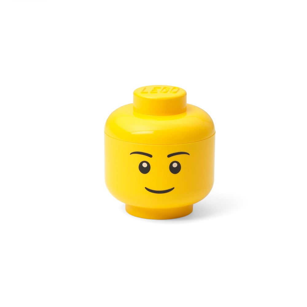 Obrázok Žltá úložná škatuľa v tvare hlavy LEGO® boy, 10,5 x 10,6 x 12 cm