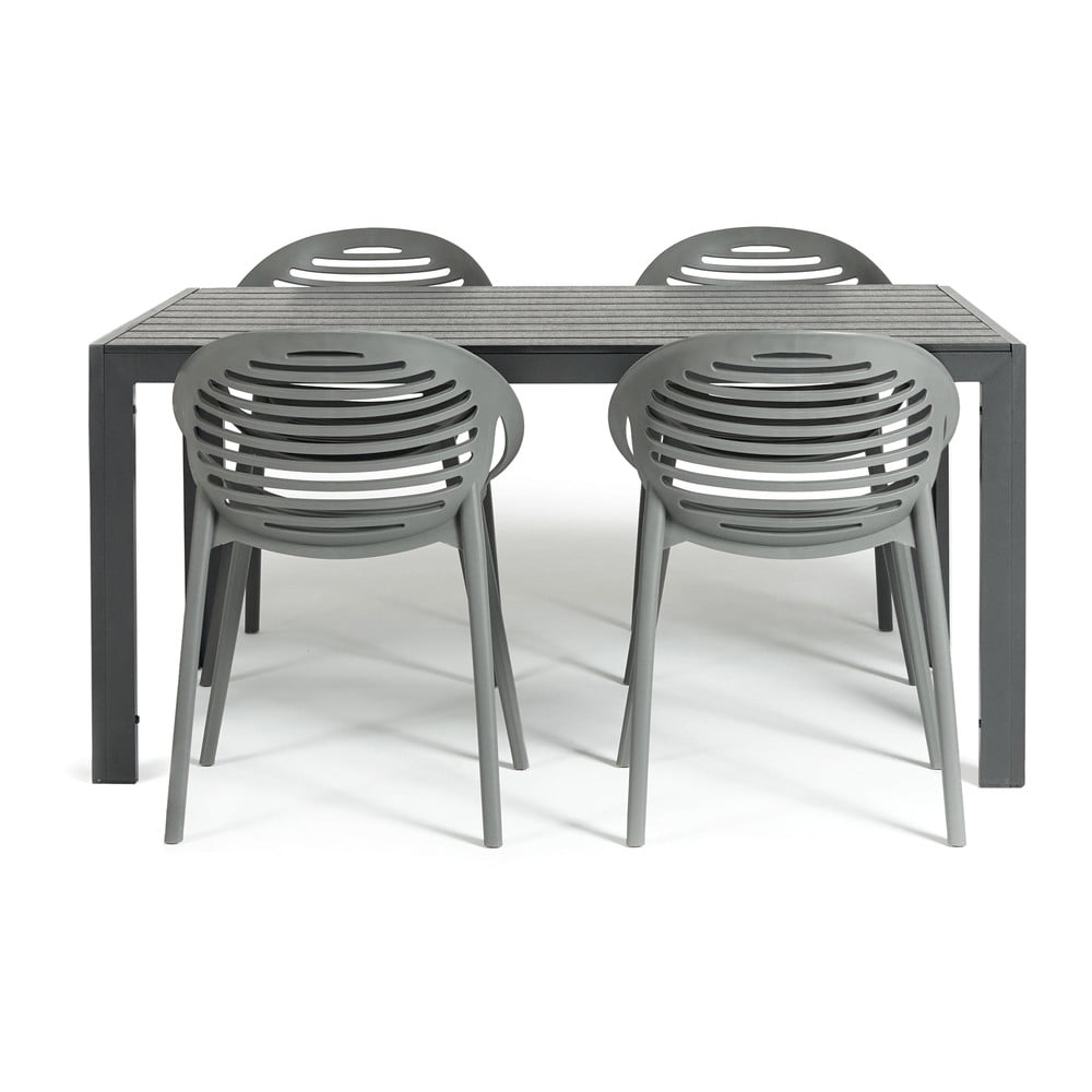 E-shop Záhradná jedálenská súprava pre 4 osoby so sivou stoličkou Joanna a stolom Viking, 90 x 150 cm