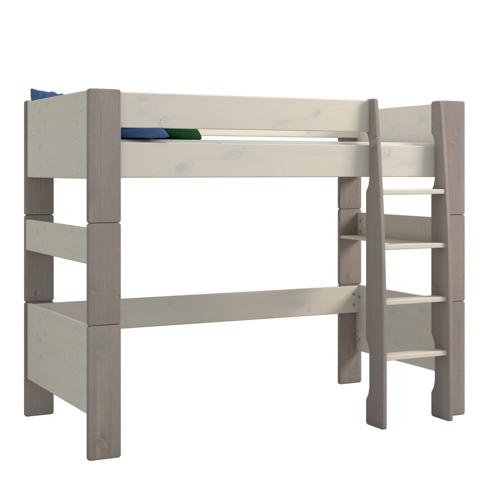 E-shop Bielo-sivá vyvýšená detská posteľ z borovicového dreva 90x200 cm Steens for Kids - Tvilum