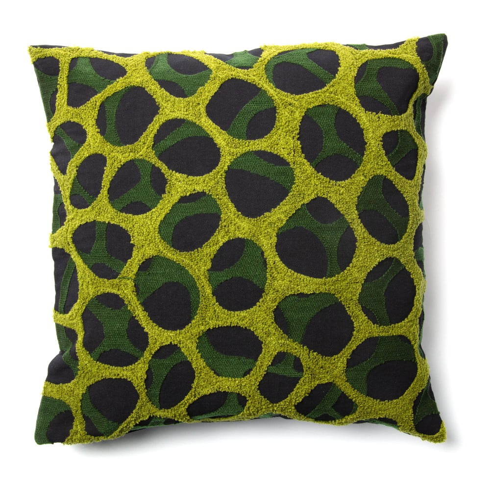 E-shop Čierno-zelená obliečka na vankúš Kave Home Adila, 45 × 45 cm