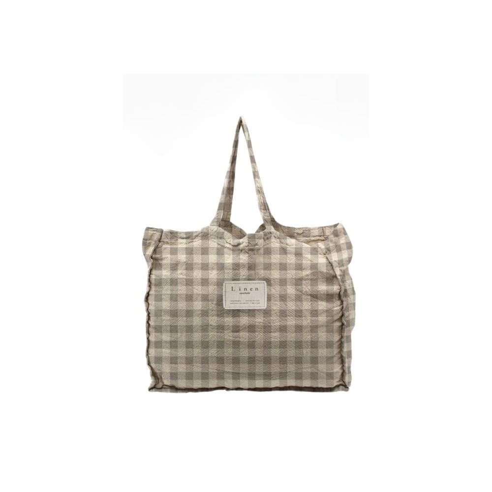 E-shop Látková taška Really Nice Things Linen Bag Grey Vichy