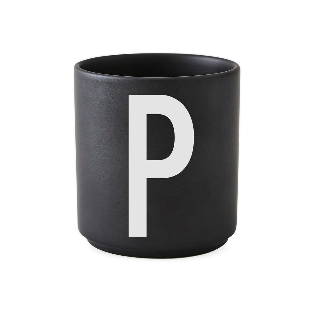 Čierny porcelánový hrnček Design Letters Alphabet P, 250 ml