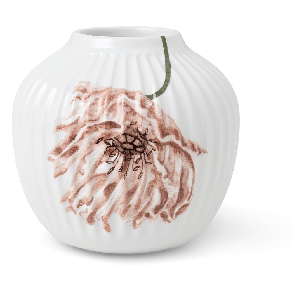 E-shop Biela porcelánová váza Kähler Design Poppy, výška 13 cm