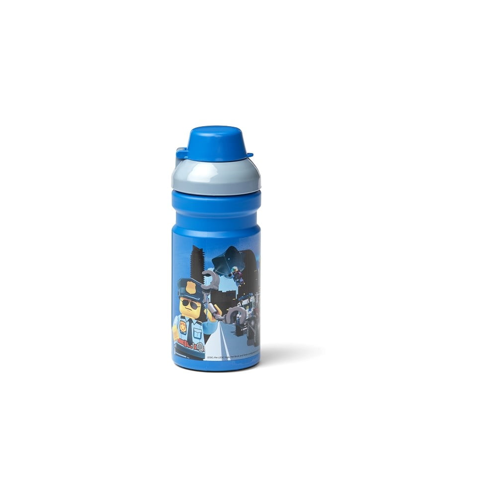 E-shop Detská modrá fľaša na vodu LEGO® City, 390 ml