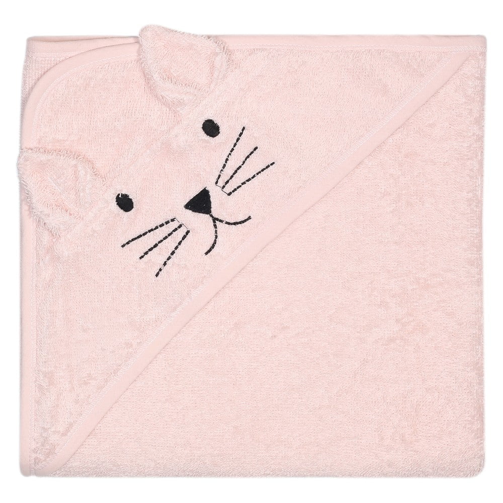 E-shop Ružový bavlnený detský uterák s kapucňou Kindsgut Cat