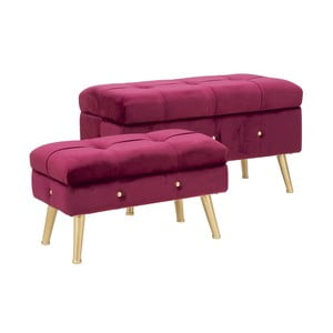 Set lavice a podnožky s úložným priestorom ve vínovočervenej farbe Mauro Ferretti Blam