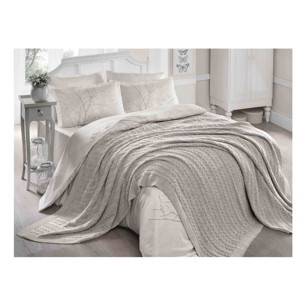 Sivobéžová deka Homemania Larina, 220 × 240 cm