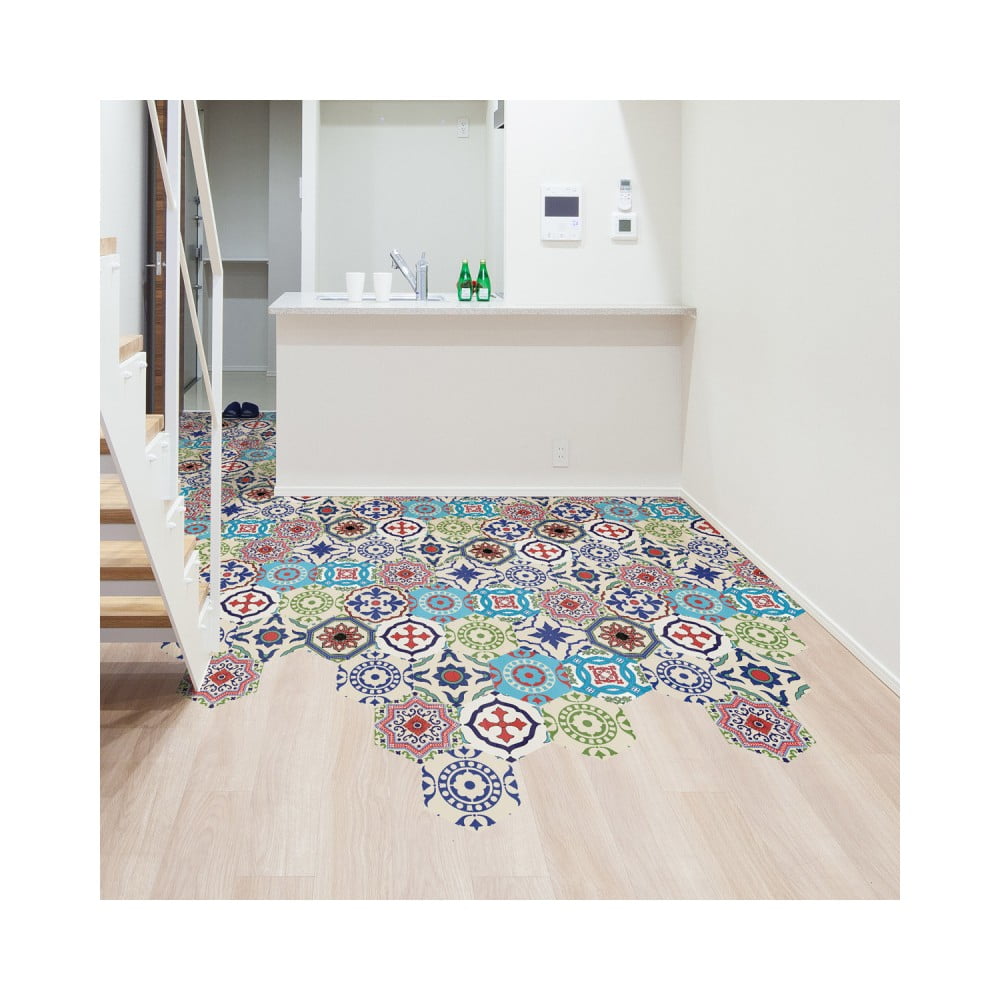 Obrázok Sada 10 samolepiek na podlahu Ambiance Floor Stickers Hexagons Hannah, 40 × 90 cm