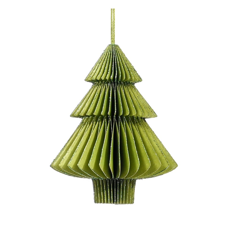 E-shop Zelená papierová vianočná ozdoba v tvare stromu Only Natural, dĺžka 10 cm