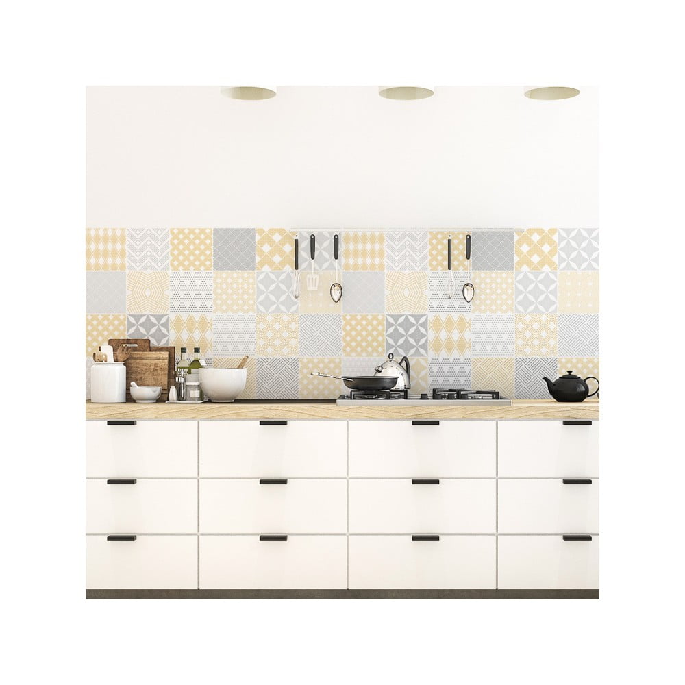 E-shop Sada 24 nástenných samolepiek Ambiance Scandinavian Cement Tile Stickers Jersey, 10 × 10 cm
