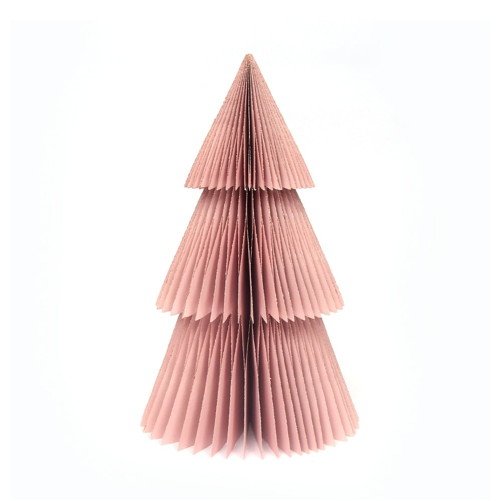 E-shop Trblietavá ružová papierová vianočná ozdoba v tvare stromu Only Natural, výška 22,5 cm