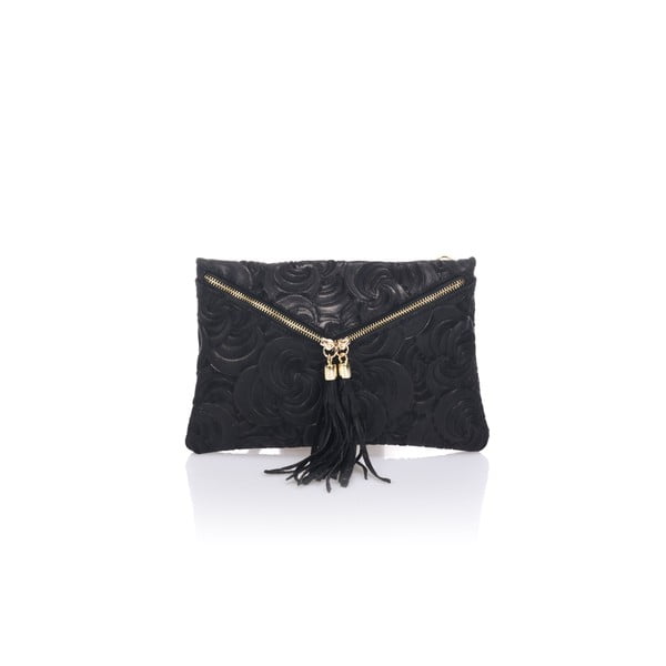 Čierna kožená listová kabelka Lisa Minardi Silvia