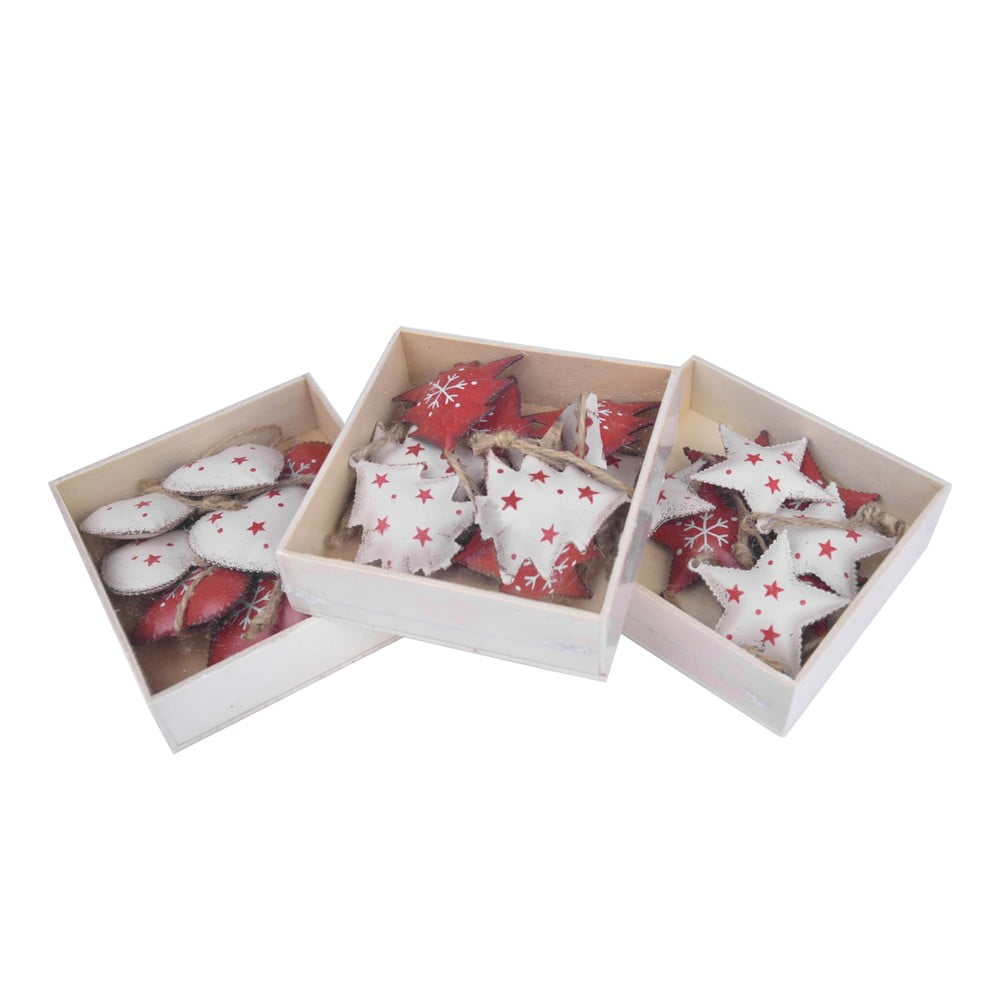 E-shop Súprava 24 závesných vianočných ozdôb v bielo-červenej farbe Ego Dekor