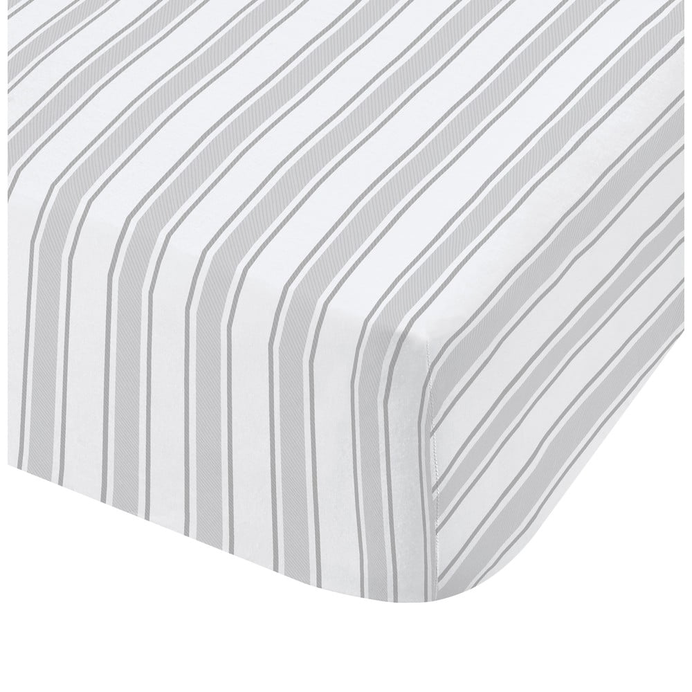 Sivo-biela bavlnená plachta Bianca Check And Stripe, 90 x 190 cm