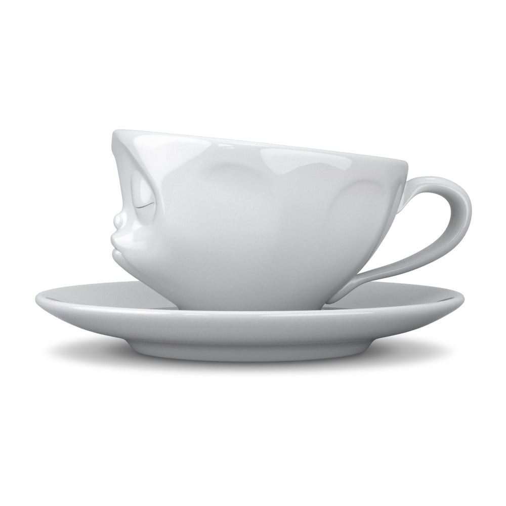E-shop Biela bozkávajúca porcelánová šálka na kávu 58products, objem 200 ml