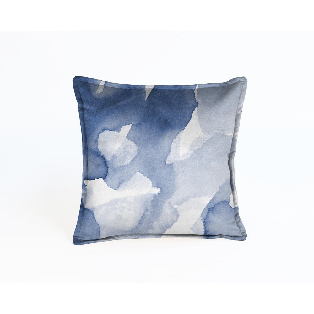 E-shop Modrý zamatový vankúš Velvet Atelier Abstract, 45 x 45 cm