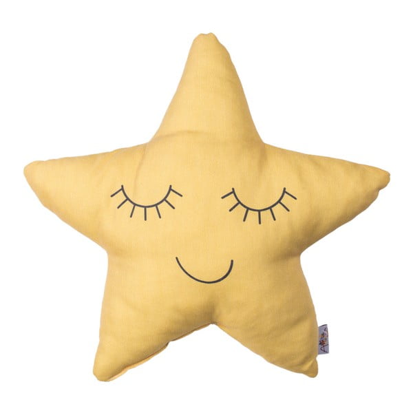 Žltý detský vankúšik s prímesou bavlny Mike & Co. NEW YORK Pillow Toy Star, 35 x 35 cm