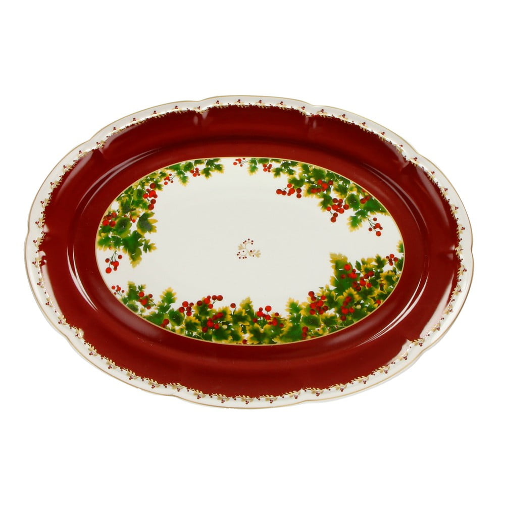 E-shop Porcelánový podnos s vianočným motívom Brandani Le Bacche, dĺžka 40 cm