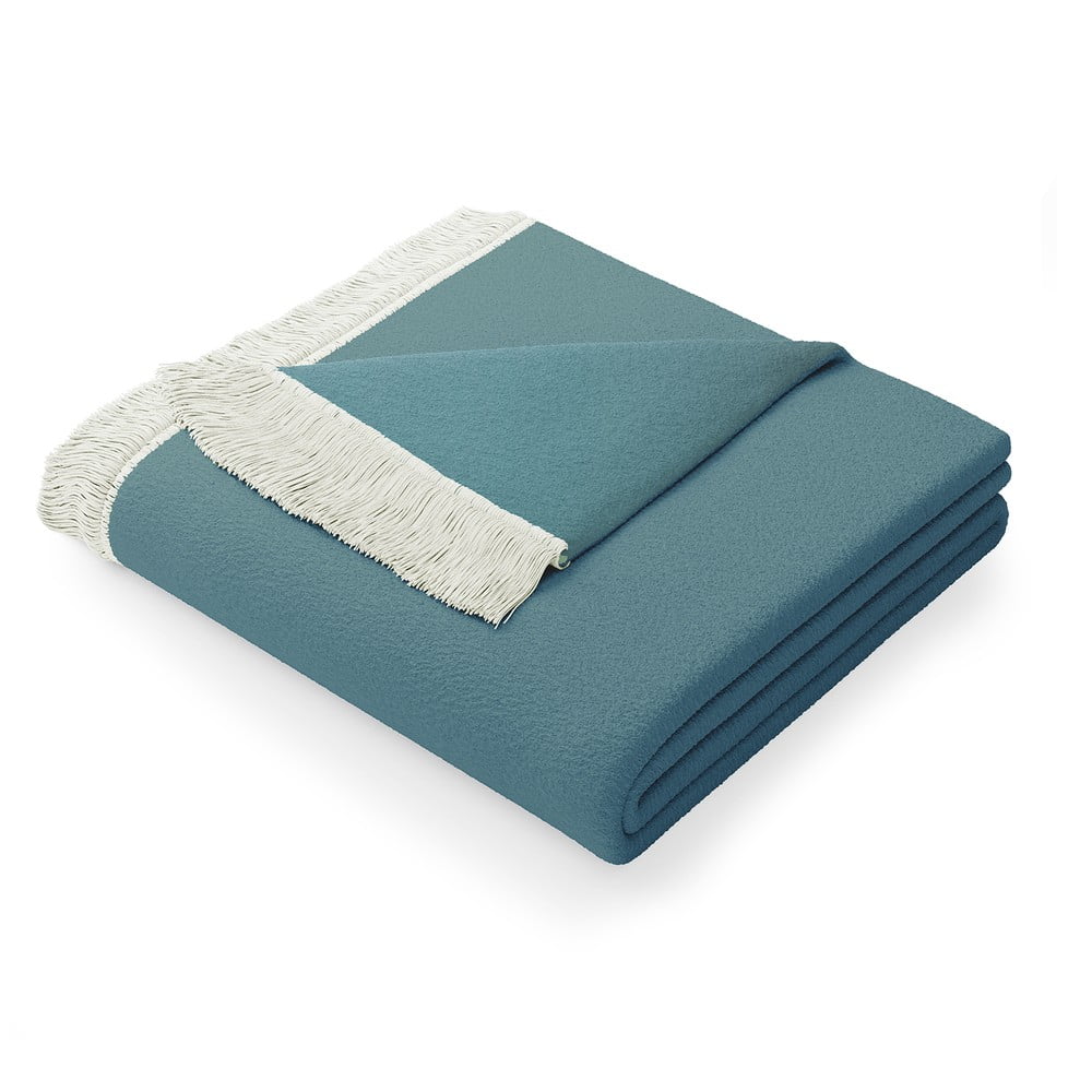 E-shop Modrá deka s prímesou bavlny AmeliaHome Franse, 150 x 200 cm
