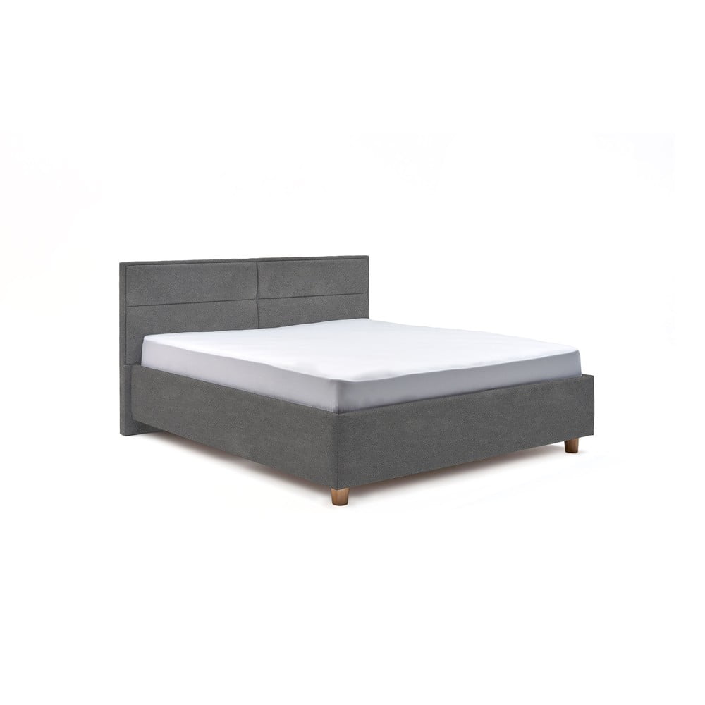E-shop Svetlosivá dvojlôžková posteľ s roštom a úložným priestorom PreSpánok Grace, 160 x 200 cm