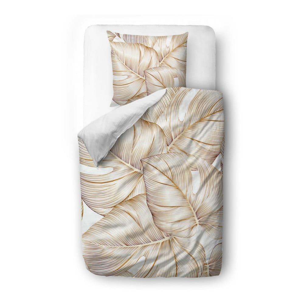 Bavlnená saténová posteľná bielizeň Butter Kings Golden Leaves, 140 x 200 cm