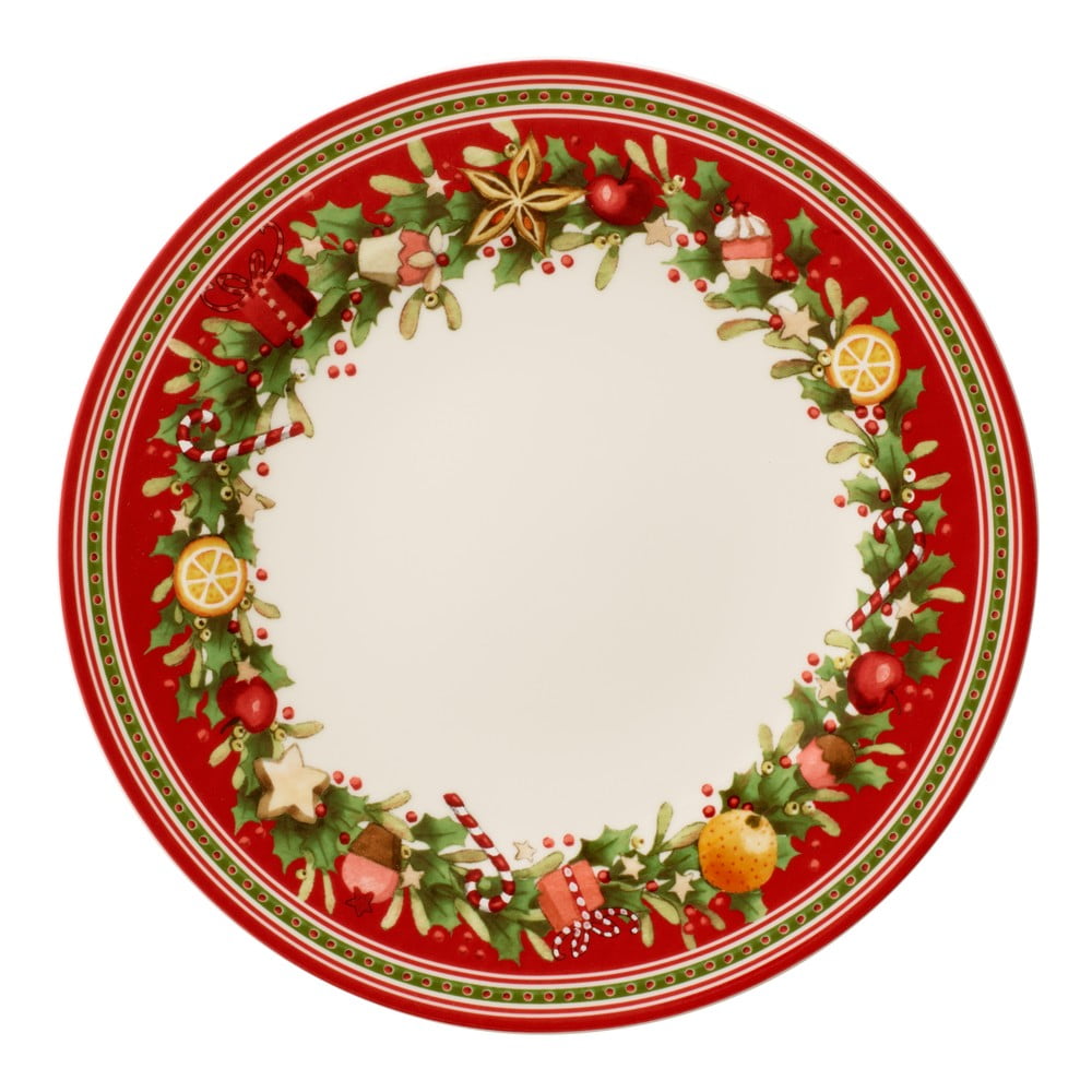 E-shop Červeno-biely porcelánový vianočný tanier Winter Bakery Delight Villeroy&Boch, ø 27 cm