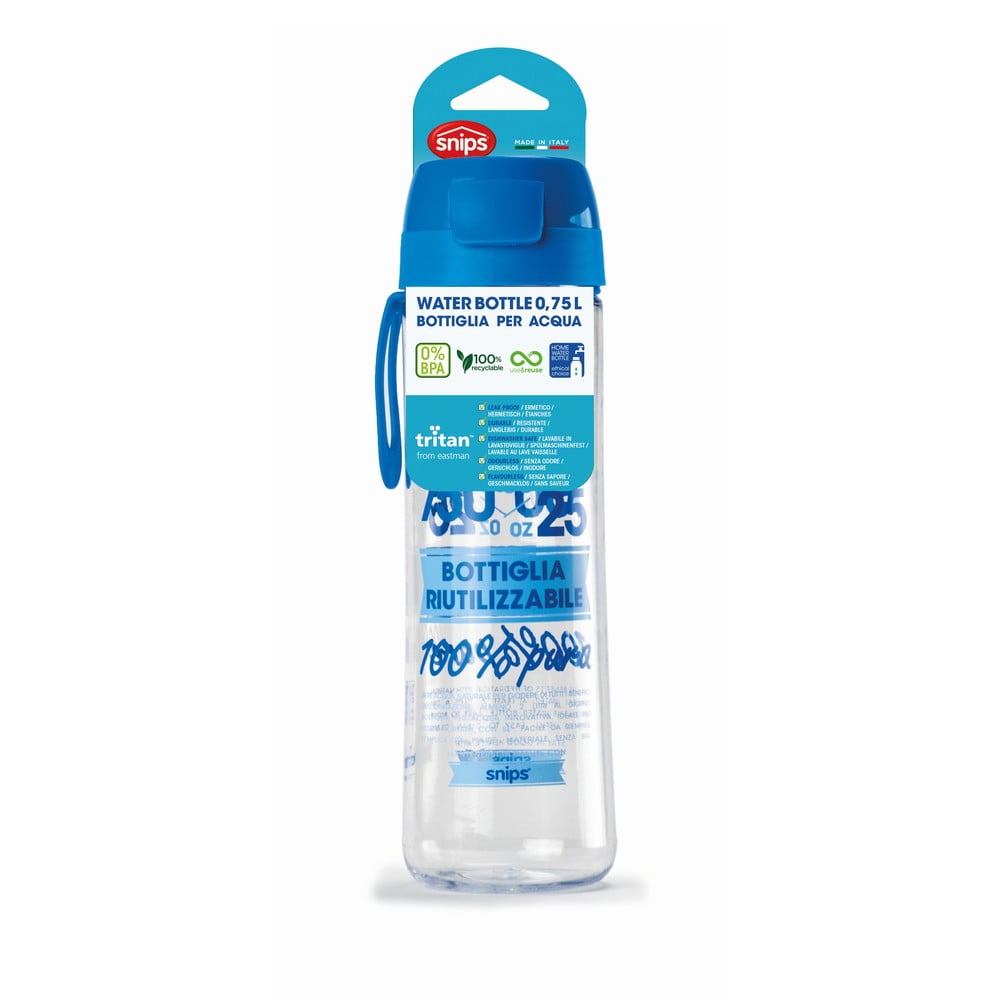E-shop Bielo-modrá fľaša na vodu Snips, 0,75 l