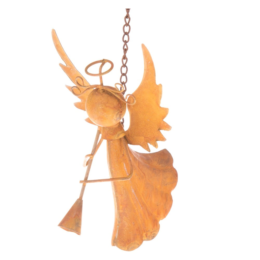E-shop Závesný oranžový kovový anjel Dakls, výška 10,5 cm