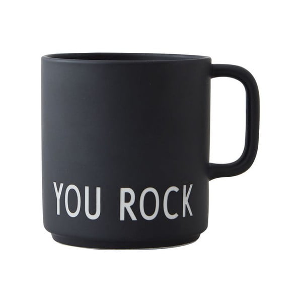 Čierny porcelánový hrnček Design Letters You Rock