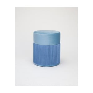 Modrý puf so zamatovým poťahom Velvet Atelier, Ø 36 cm
