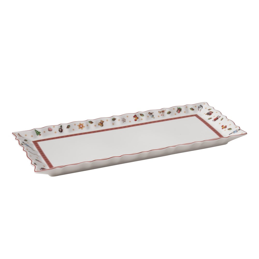 E-shop Bielo-červený porcelánový vianočný podnos Toy's Delight Villeroy&Boch, dĺžka 38,5 cm