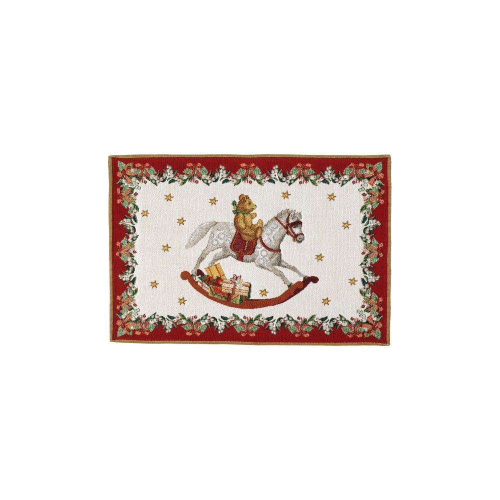 E-shop Červeno-biele bavlnené prestieranie s vianočným motívom Villeroy & Boch Toys Fantasy, 48 x 32 cm