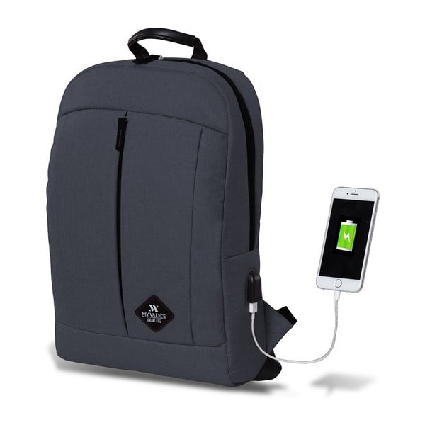 Antracitový batoh s USB portom My Valice GALAXY Smart Bag