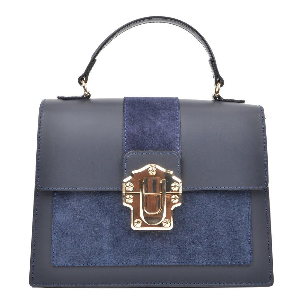 E-shop Tmavomodrá kožená kabelka Isabella Rhea, 22 x 27 cm