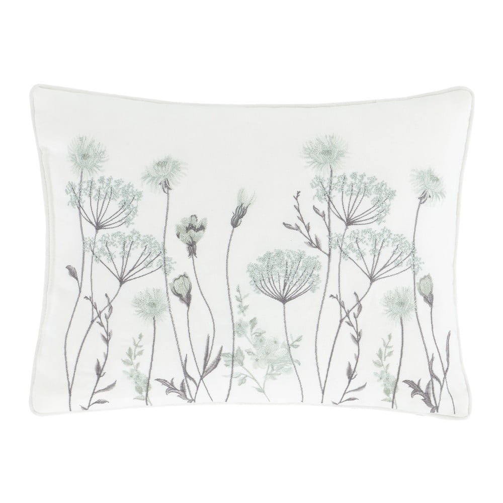 E-shop Bielo-zelený vankúš Catherine Lansfield Meadowsweet Floral, 30 x 40 cm