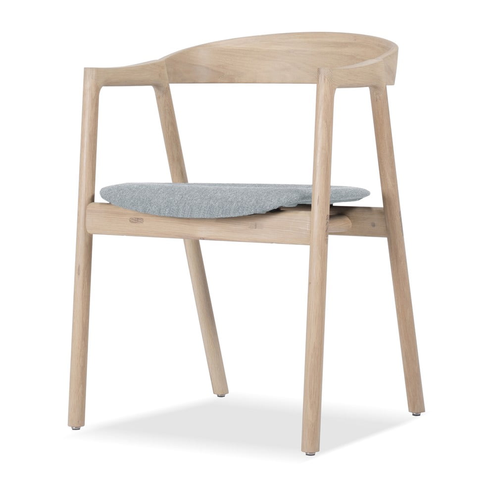 E-shop Jedálenská stolička z masívneho dubového dreva s modrosivým sedadlom Gazzda Muna