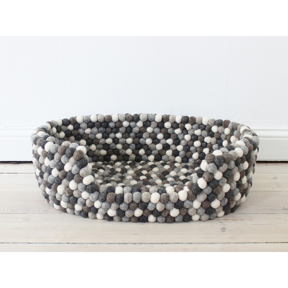 Obrázok Sivo-biely guľôčkový vlnený pelech pre domáce zvieratá Wooldot Ball Pet Basket, 60 x 40 cm