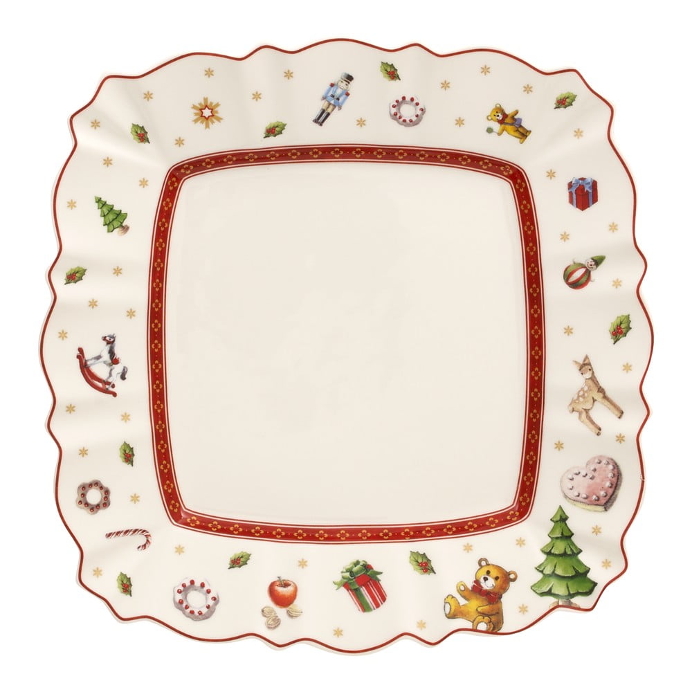 E-shop Biely porcelánový servírovací tanier s vianočným motívom Villeroy & Boch, 22,5 x 22,5 cm