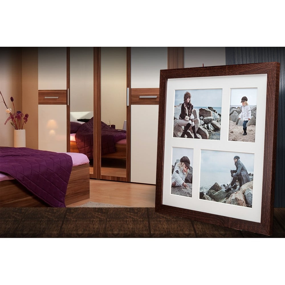 E-shop Tmavohnedý rámček na 4 fotografie Styler Narvik, 39 × 39 cm