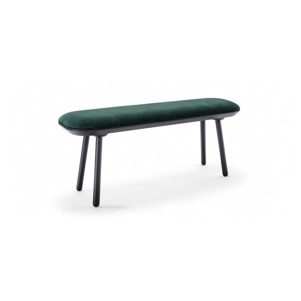 E-shop Zeleno-čierna zamatová lavica EMKO Naïve, 140 cm