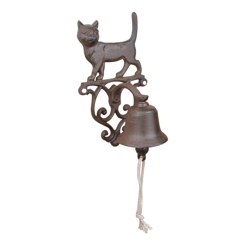 E-shop Liatinový nástenný zvonček s motívom mačky Esschert Design