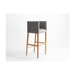 Sivá barová stolička s opierkami a prírodnými nohami Custom Form Wilton